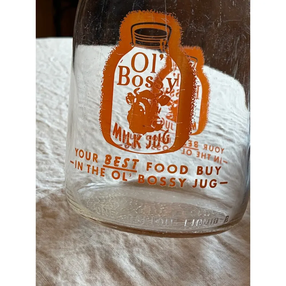 Ol' Bossy Vintage Glass Gallon Milk Jug Bottle